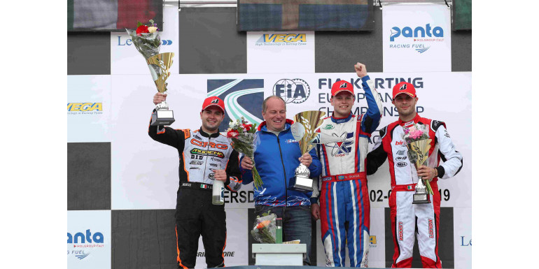 GRAN BEL PODIO PER SIMONE CUNATI CON MODENA KART A WACKERSDORF PER IL CAMPIONATO EUROPEO KZ2