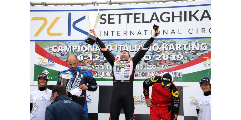 Modena Kart wins race 1 with Cunati and goes to the podium in Race 2